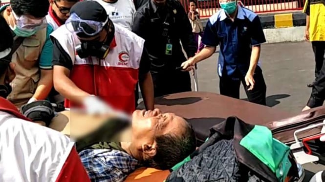 Seorang pengemudi ojek online diduga korban salah tembak di Tanah Abang, Jakarta, Rabu, 22 Mei 2019.