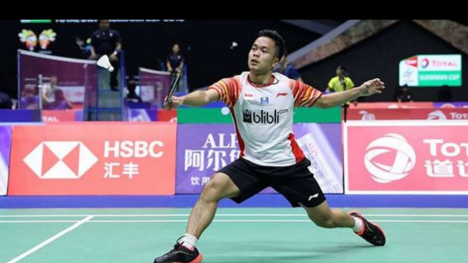 Anthony Sinisuka Ginting di Sudirman Cup 2019.