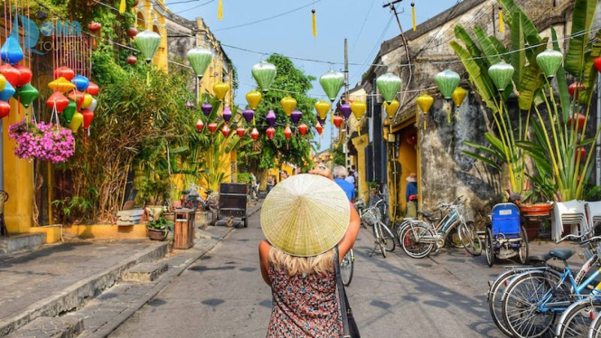 Ilustrasi wisata Vietnam. 