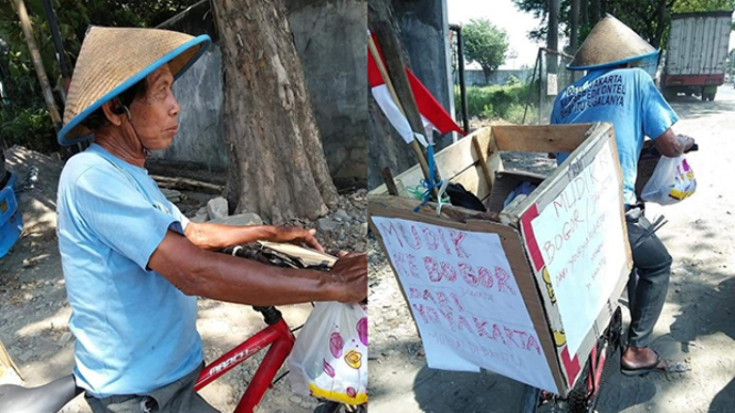 Seorang bapak mengayuh sepeda dari Yogyakarta hingga Bogor