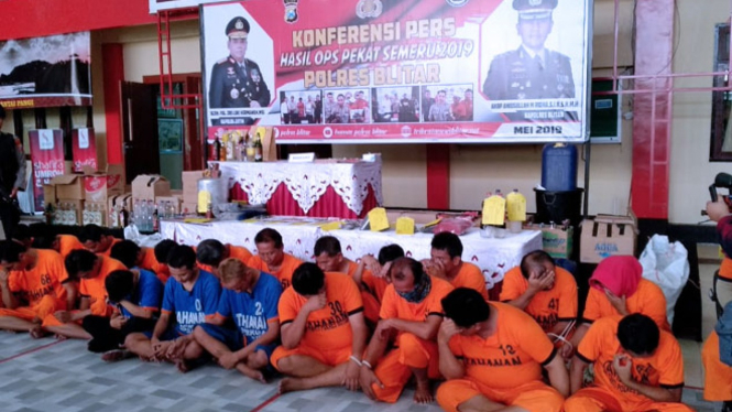 Polres Blitar merilis hasil operasi pekat 2019 di Mapolres Blitar, Senin (27/5/2019). (FOTO : Istimewa)