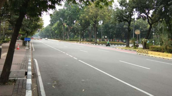 Suasana Jalan Medan Merdeka Barat, Jakarta, H-2 lebaran, Senin, 3 Juni 2019.