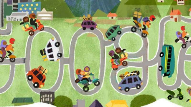 Google Doodle ikut memeriahkan Mudik Lebaran 2019.