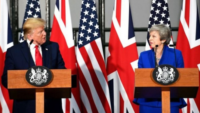 Konperensi pers Presiden Amerika Serikat Donald Trump dengan dengan Perdana Menteri Inggris Theresa May - BBC