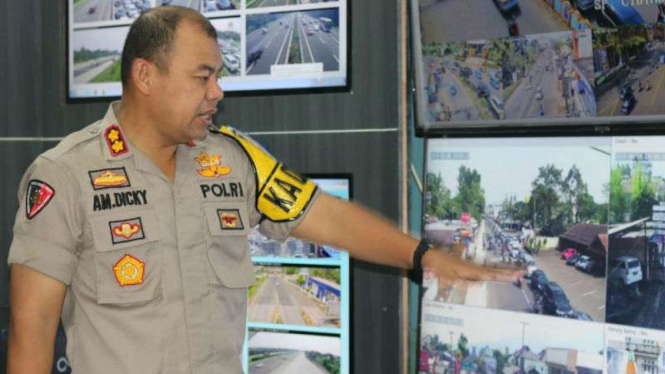 Kapolres Bogor AKBP AM. Dicky menyampaikan kepadatan di jalur Puncak, Bogor.