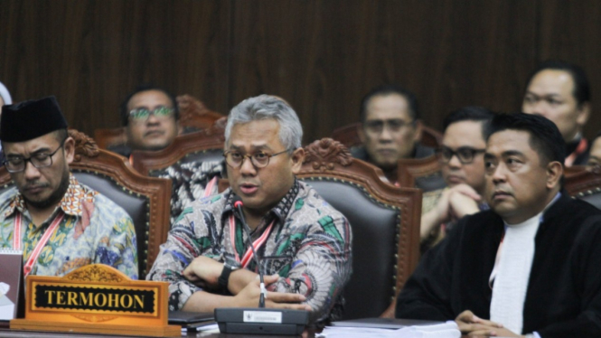 Ketua KPU Arief Budiman Saat Sidang Gugatan Pilpres 2019 di MK