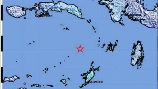 Gempa tektonik berkekuatan magnitudo 5,7 mengguncang Laut Banda, Maluku, pukul 03.10 WIB, Sabtu, 15 Juni 2019.
