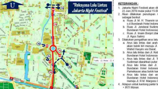 Rekayasa arus lalu lintas terkait peringatan HUT ke 492 DKI Jakarta.