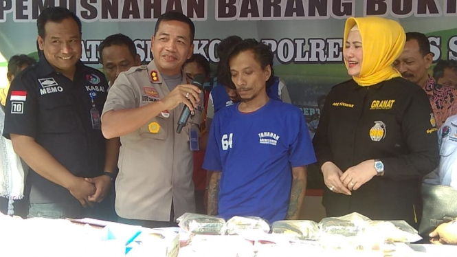 Basis Boomerang saat dirilis polisi di Markas Polrestabes Surabaya, Jawa Timur