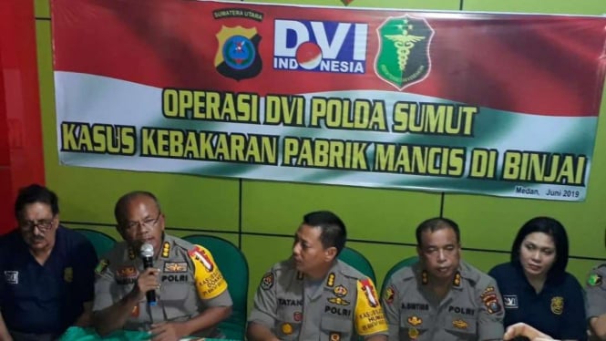 Tim DVI Polda Sumut Berhasil Identifikasi korban kebakaran pabrik korek langkat.