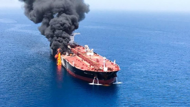 Krisis terjadi setelah serangan terhadap sejumlah kapal tanker di Selat Hormuz pada 13 Juni lalu. - EPA