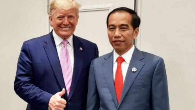 Presiden Jokowi dan Presiden Donald Trump di KTT G20 Osaka 2019.