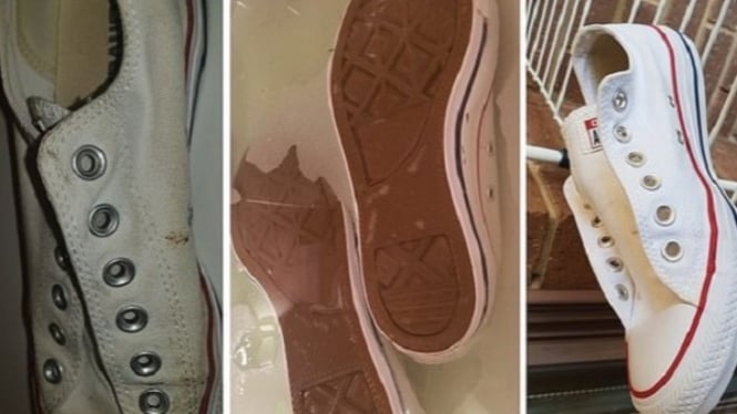  Cara  Mencuci  Sepatu  Putih  dengan Baking Soda Sikat gigi 