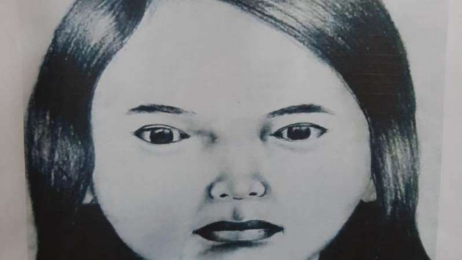 Sketsa wajah wanita yang ditemukan di dekat tol Jagorawi.