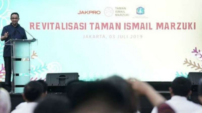 Gubernur DKI Jakarta, Anies Rasyid Baswedan saat pencanangan revitalisasi TIM. 