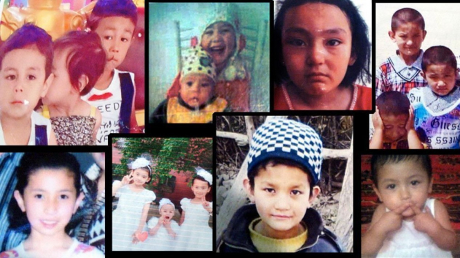 Beberapa foto keluarga yang kami dapatkan di Turki dari keluarga Uighur yang mencari informasi tentang anak-anak mereka di Xinjiang. - BBC