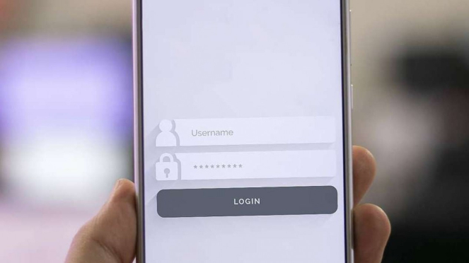 Ilustrasi pendaftaran masuk ke suatu aplikasi di ponsel.