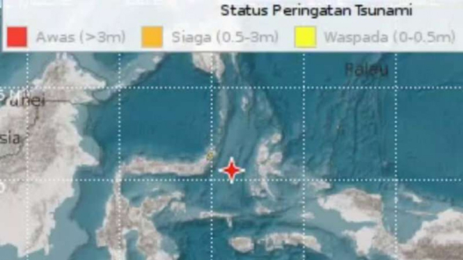 Lokasi gempa di Sulawesi Selatan