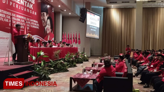 Konfercab serentak Partai PDI Perjuangan di Kota Malang, Minggu (7/7/2019). (FOTO: Imadudin M/TIMES Indonesia)