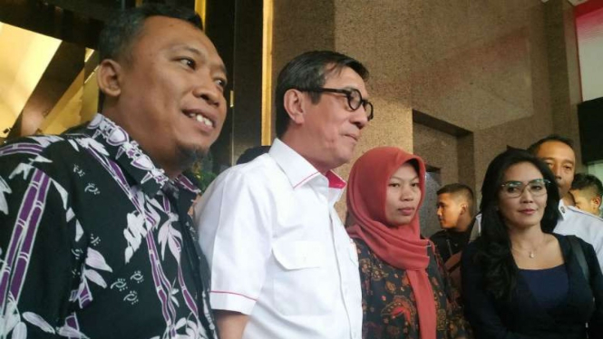 Menteri Hukum dan HAM Yassona Laoly di Kemenkumham Jakarta, Senin, 8 Juli 2019.
