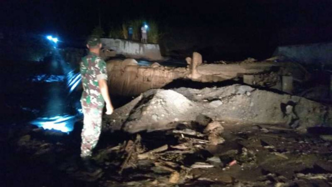 Lahar dingin di kawasan Gunung Sinabung Kabupaten Karo.