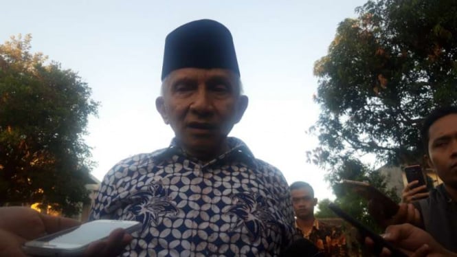 Ketua Dewan Kehormatan Partai Amanat Nasional Amien Rais saat ditemui di rumahnya di Yogyakarta, Sabtu, 13 Juli 2019.