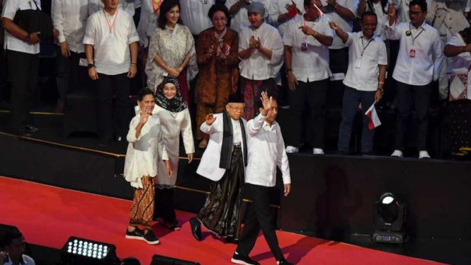 Presiden Terpilih Jokowi dan Wapres Terpilih Ma'ruf Amin di Sentul 14 Juli 2019.