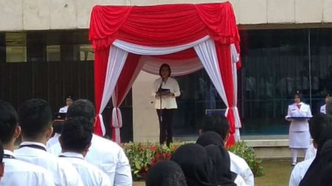 Menteri Keuangan Sri Mulyani di Peringatan Hari Pajak 2019.