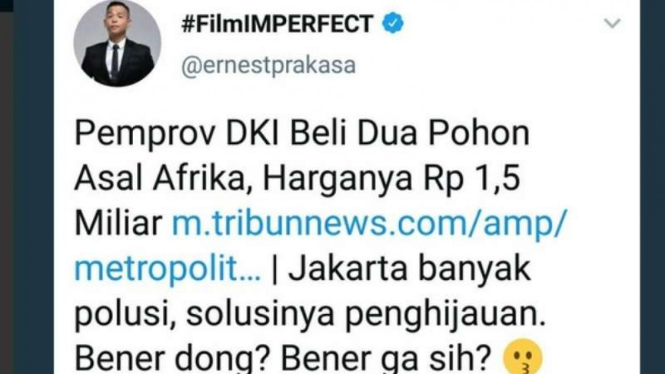 Diduga kicauan Ernest Prakasa