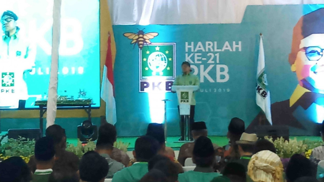 Ketua Umum PKB Muhaimin Iskandar atau Cak Imin saat harlah PKB