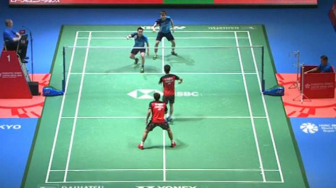 Kevin Sanjaya/Marcus Fernaldi Gideon vs Aaron Chia/Soh Wooi Yik di Japan Open