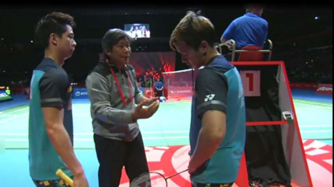 Kevin Sanjaya Sukamuljo/Marcus Fernaldi vs Li/Liu di Japan Open 2019.