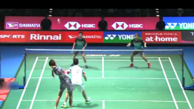 Kevin Sanjaya Sukamuljo/Marcus Fernaldi vs Li/Liu di Japan Open 2019.