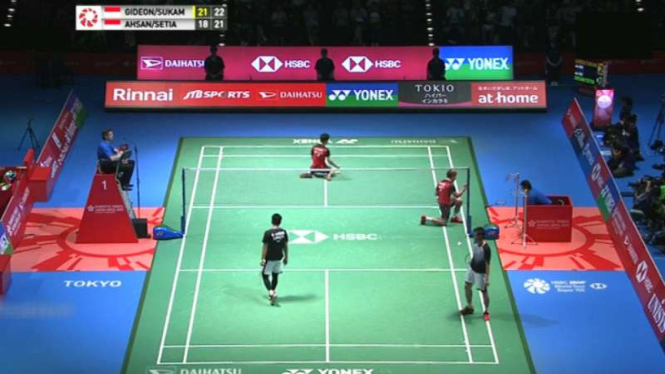 Kevin/Marcus vs Ahsan/Hendra di final Japan Open 2019.