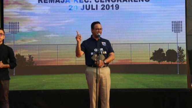 Gubernur DKI Jakarta Anies Baswedan meresmikan GOR Rorotan.