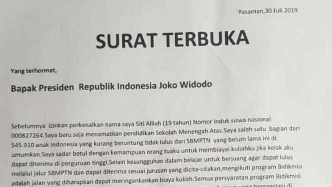 Surat terbuka untuk Jokowi dari warga Pasaman.