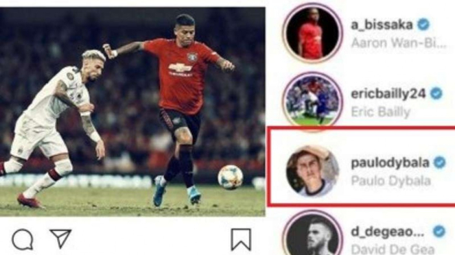 Bintang Juventus, Paulo Dybala memberi like di foto Marcos Rojo