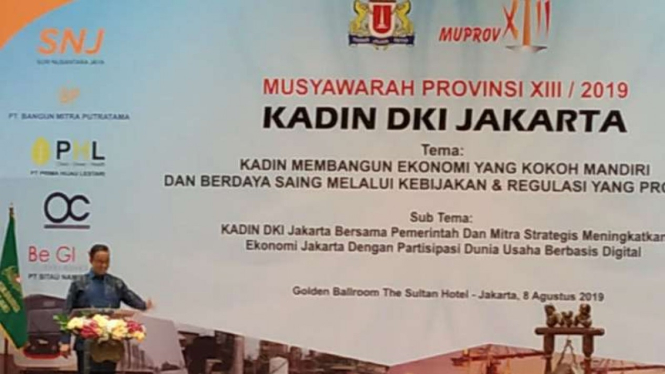 Anies Baswedan di acara Musyawarah Provinsi Kadin DKI Jakarta, 8 Agustus 2019.