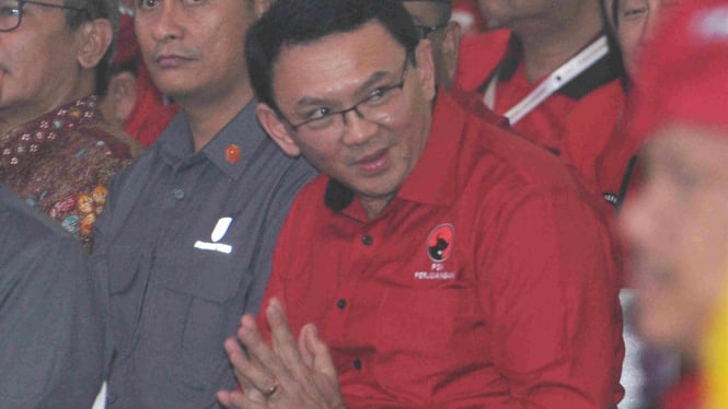Basuki Tjahaja Purnama atau Ahok saat hadiri Kongres PDIP di Bali.