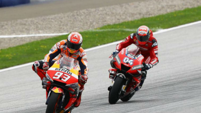 Adu cepat Marc Marquez dan Andrea Dovizioso di MotoGP Austria