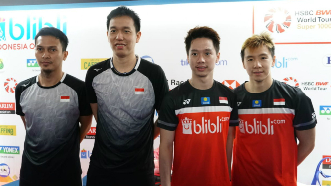 Ganda putra Indonesia, M Ahsan/Hendra Setiawan dan Kevin Sanjaya/Marcus Gideon