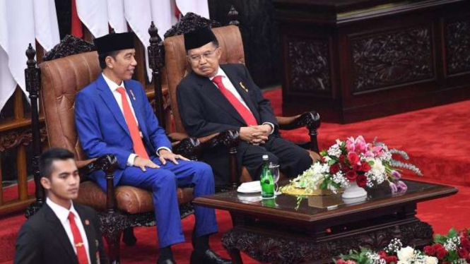 Presiden Joko Widodo dan Wapres Jusuf Kalla di Sidang Tahunan MPR 