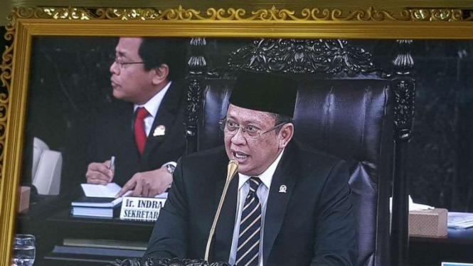 Ketua DPR Bambang Soesatyo saat membuka sidang paripurna tahunan