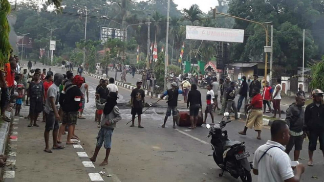 Kerusuhan di Manokwari, ibu kota Papua Barat, Senin, 19 Agustus 2019.