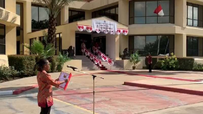 Mahasiswa Papua bacakan Teks Pembukaan UUD 1945 di Houston, AS.