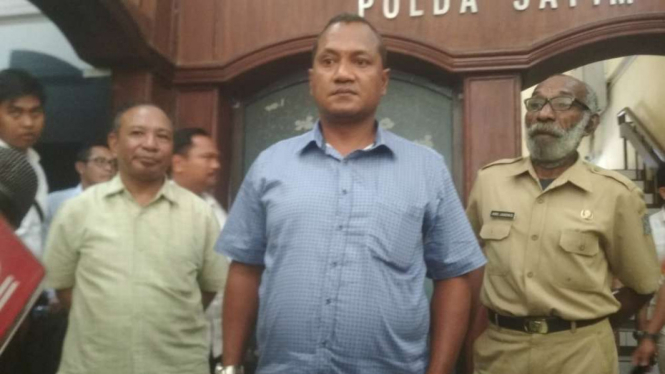 Senior Papua di Markas Polda Jatim, Surabaya, pada Senin, 19 Agustus 2019. 