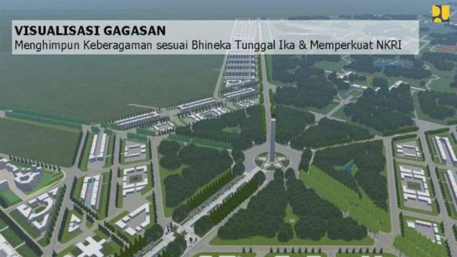 Gambar rencana pembangunan ibukota baru yang direncanakan di Kalimantan Timur.