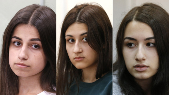 The sisters (L-R) and their ages in July 2018: Angelina (18), Maria (17), Krestina (19) - Getty Images