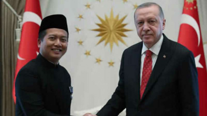Duta Besar RI untuk Turki Lalu Muhammad Iqbal dan Presiden Turki Erdogan.
