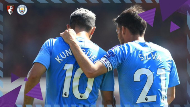 Pemain Manchester City, Sergio Aguero dan David Silva.